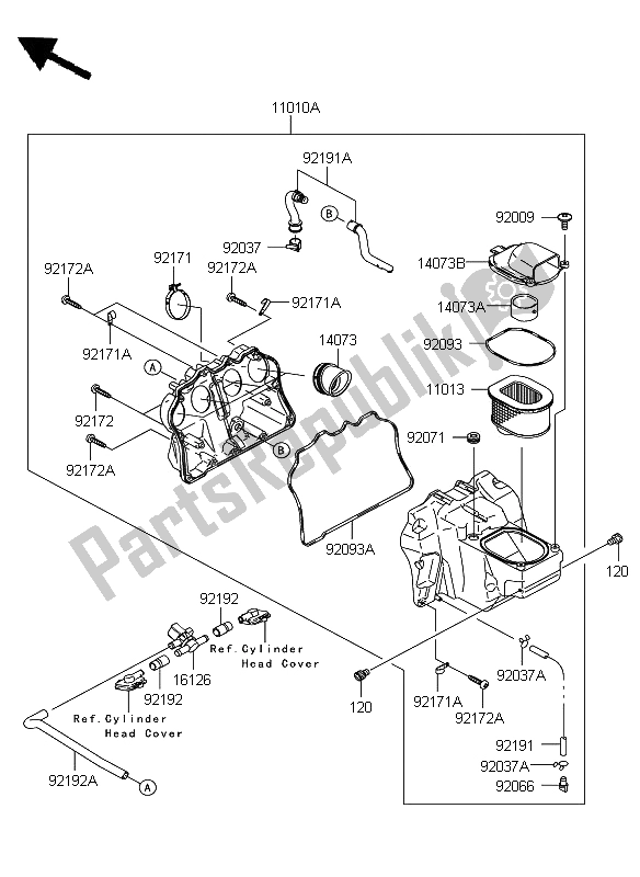 All parts for the Air Cleaner of the Kawasaki Z 750 2009