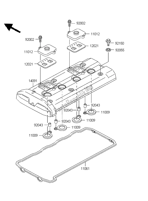 All parts for the Cylinder Head Cover of the Kawasaki ZRX 1200R 2004