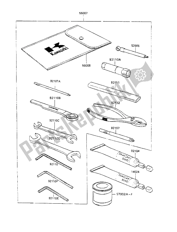 Todas las partes para Herramientas De Propietarios de Kawasaki GPX 600R 1988