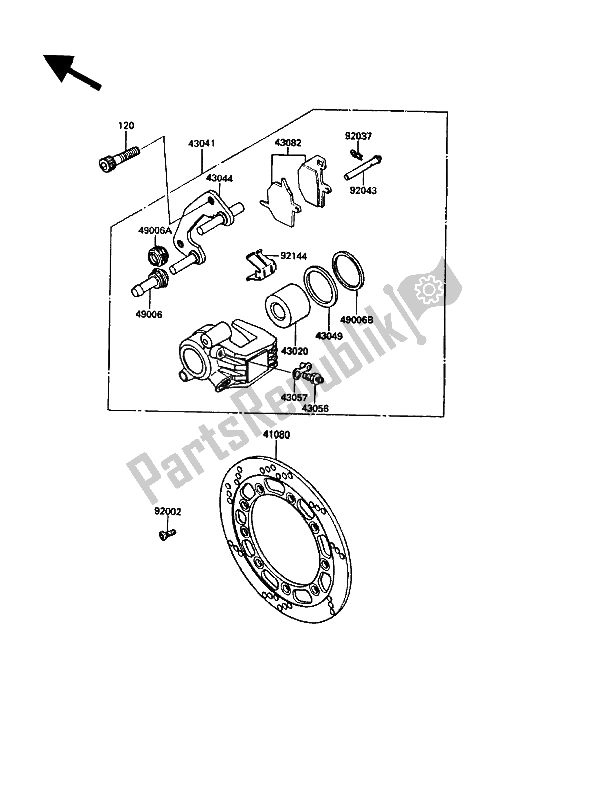 Alle onderdelen voor de Voor Rem van de Kawasaki KLR 500 1989