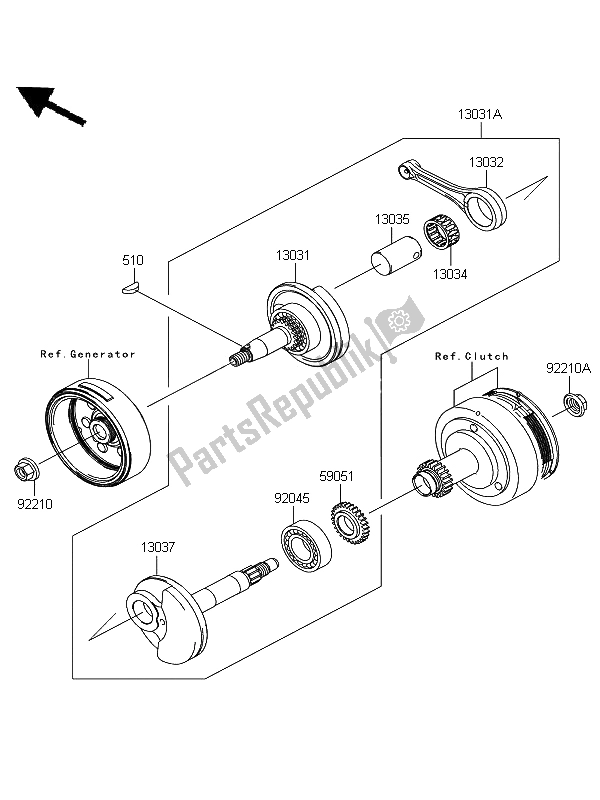 Toutes les pièces pour le Vilebrequin du Kawasaki KLX 110 2012