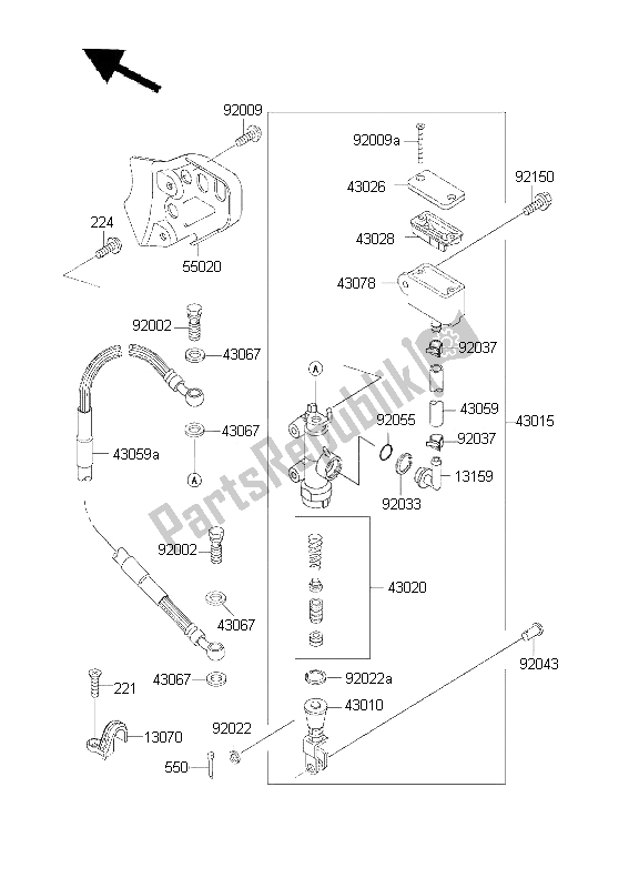 Toutes les pièces pour le Maître-cylindre Arrière du Kawasaki KDX 200 2001