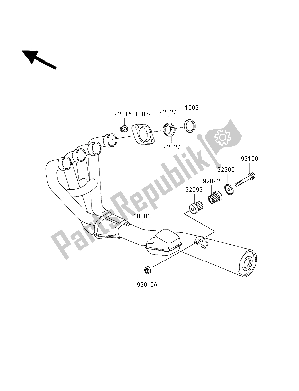 Tutte le parti per il Silenziatore del Kawasaki Zephyr 550 1998