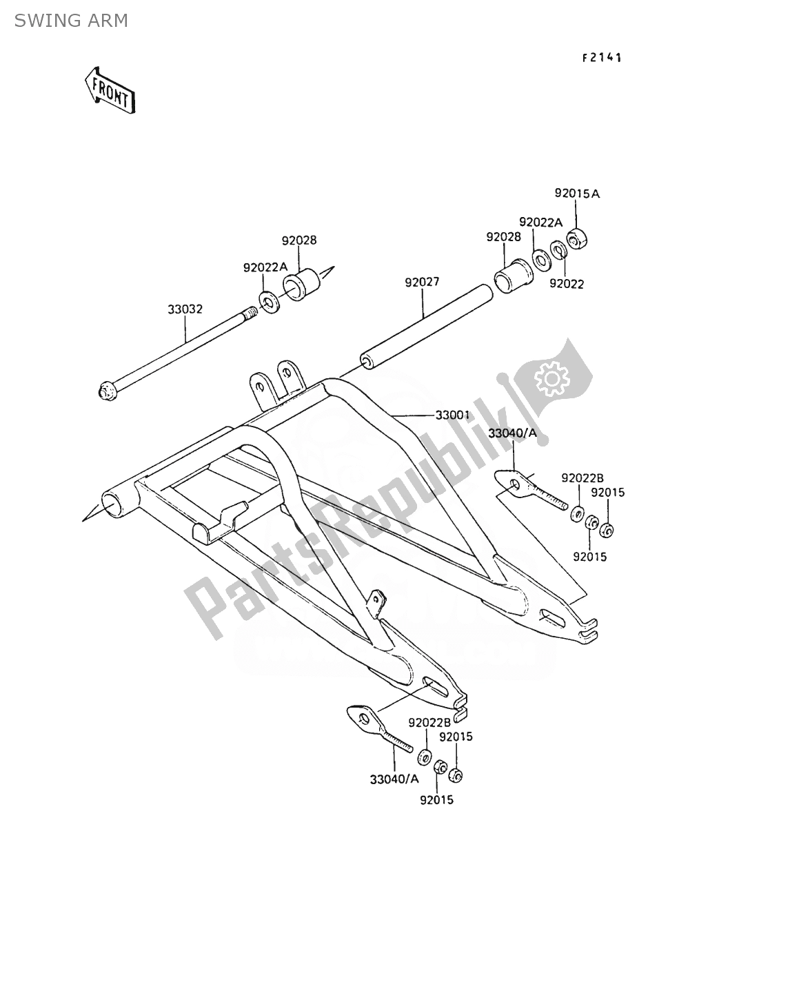 Toutes les pièces pour le Bras Oscillant du Kawasaki AR 50 1989