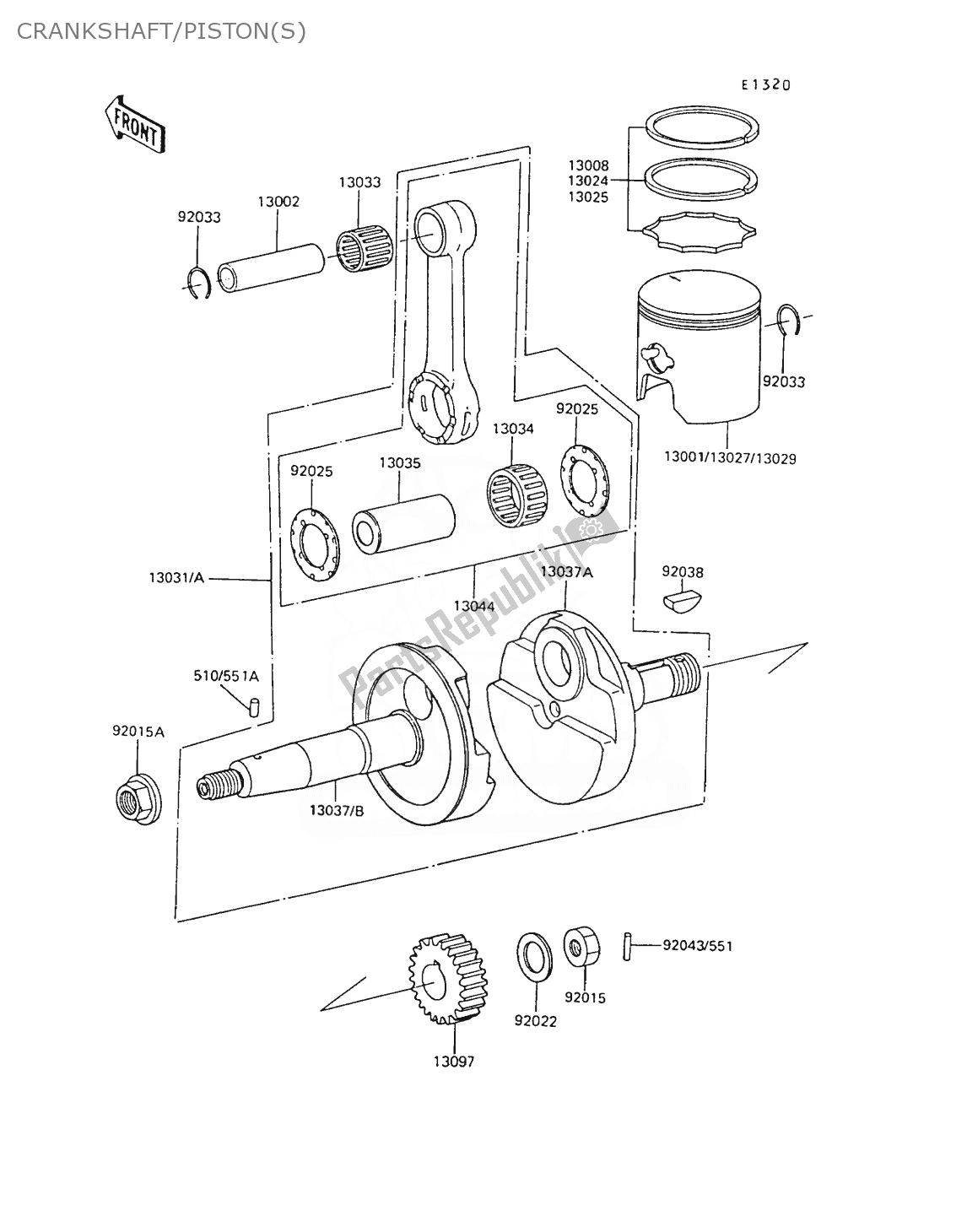 All parts for the Crankshaft/piston(s) of the Kawasaki AR 80 1989