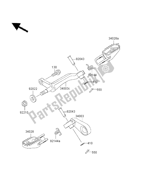 All parts for the Footrests of the Kawasaki KLX 650R 2001