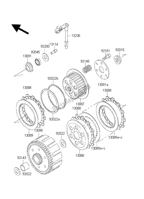 All parts for the Clutch of the Kawasaki KLX 300R 2003