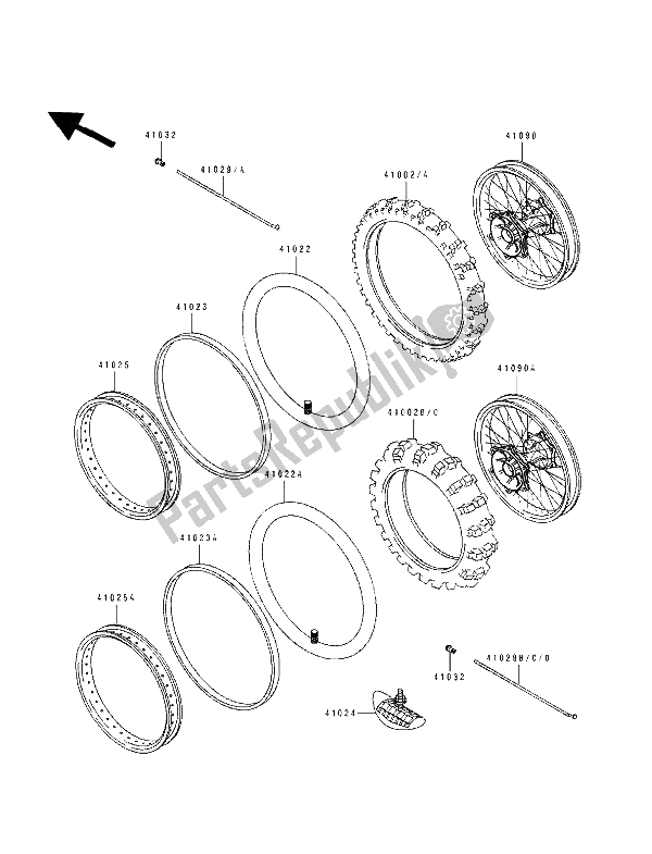 Tutte le parti per il Pneumatico (sw) del Kawasaki KX 80 SW LW 1991