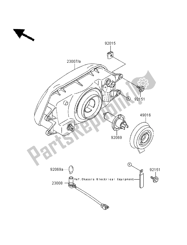 Tutte le parti per il Faro del Kawasaki KLE 500 1995