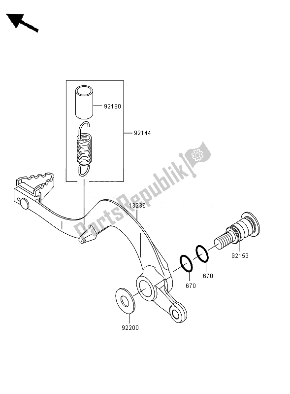 All parts for the Brake Pedal of the Kawasaki KX 450F 2007