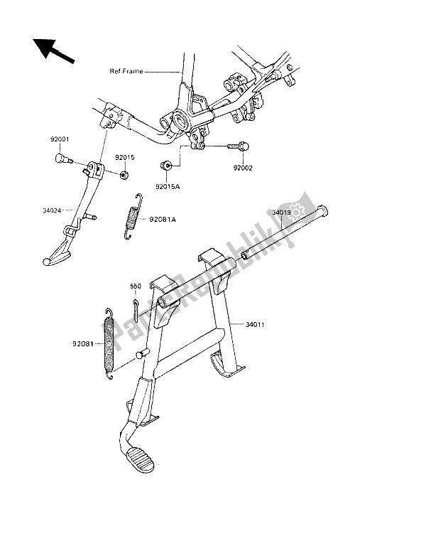 All parts for the Stand of the Kawasaki VN 750 Twin 1993