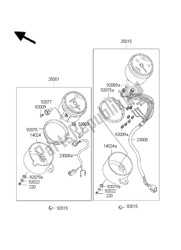 All parts for the Meter of the Kawasaki EL 252 2001