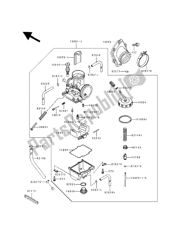 Todas as partes de Carburador do Kawasaki KDX 200 1991