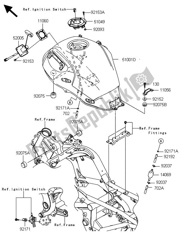 Todas las partes para Depósito De Combustible de Kawasaki Versys 1000 ABS 2014