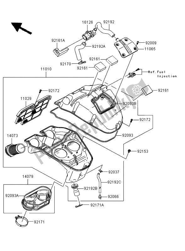 All parts for the Air Cleaner of the Kawasaki Versys ABS 650 2007