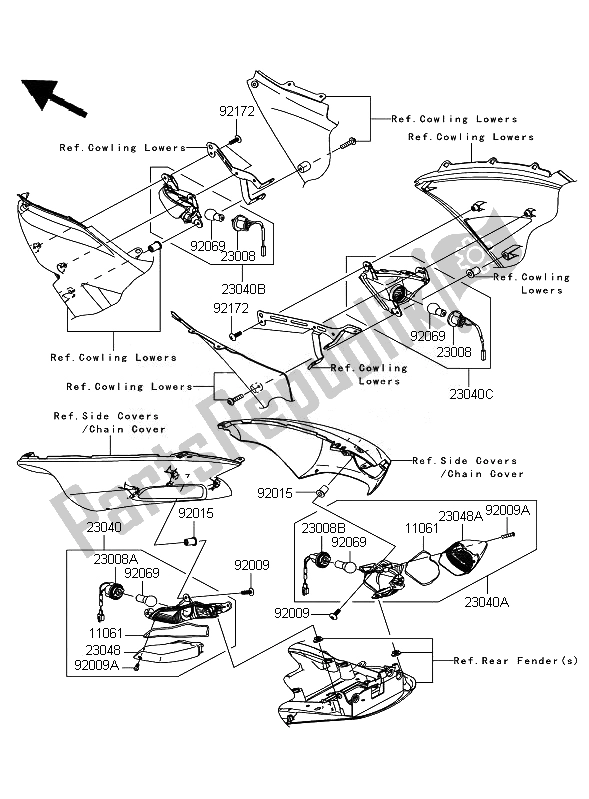 All parts for the Turn Signals of the Kawasaki ZZR 1400 ABS 2007