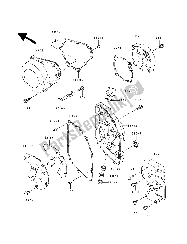 Todas las partes para Cubierta Del Motor de Kawasaki ZZ R 600 1990