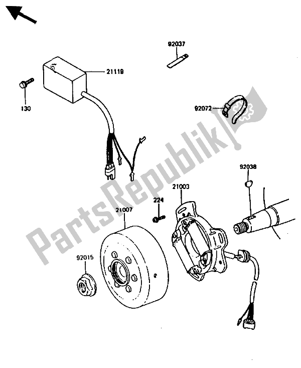 Todas as partes de Gerador do Kawasaki KX 80 1986