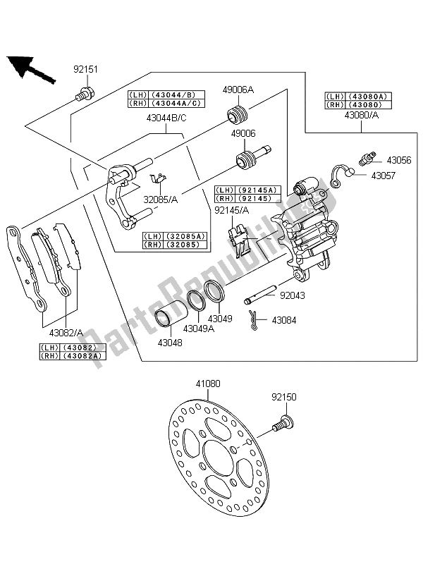 All parts for the Front Brake of the Kawasaki KFX 700 2011