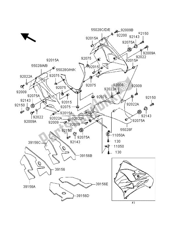 Todas las partes para Capota Baja de Kawasaki Ninja ZX 9R 900 1998