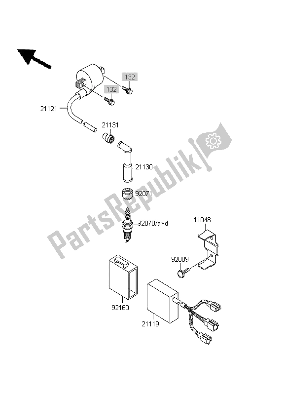 Tutte le parti per il Sistema Di Accensione del Kawasaki D Tracker 125 1999