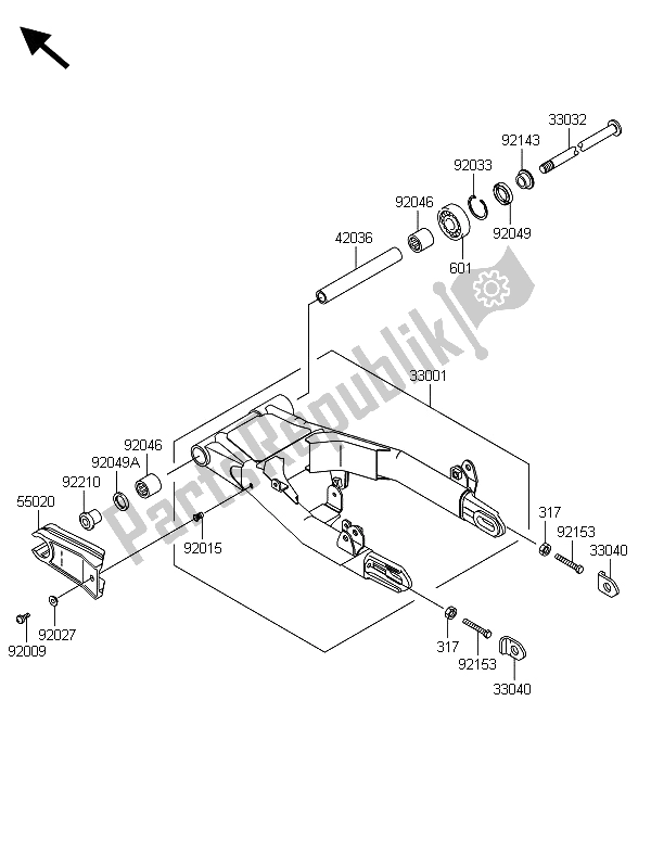 Tutte le parti per il Forcellone del Kawasaki W 800 2013