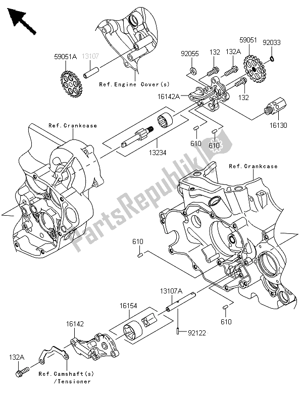 All parts for the Oil Pump of the Kawasaki KLX 450 2013