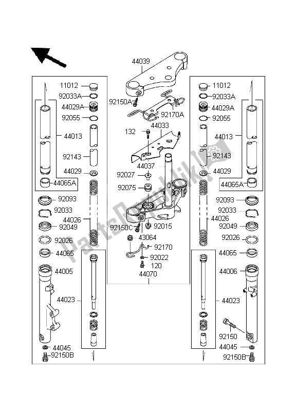 Todas as partes de Garfo Dianteiro do Kawasaki VN 800 1999