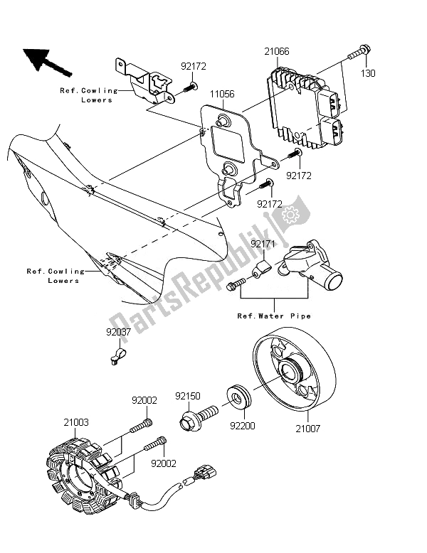 All parts for the Generator of the Kawasaki Ninja ZX 10R ABS 1000 2011