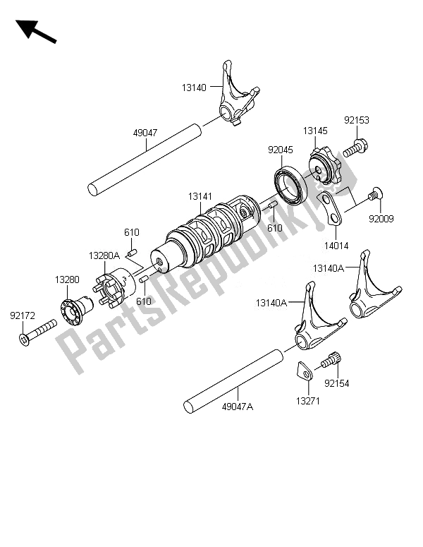 Tutte le parti per il Tamburo Cambio E Forcella / E Cambio del Kawasaki ER 6F 650 2014