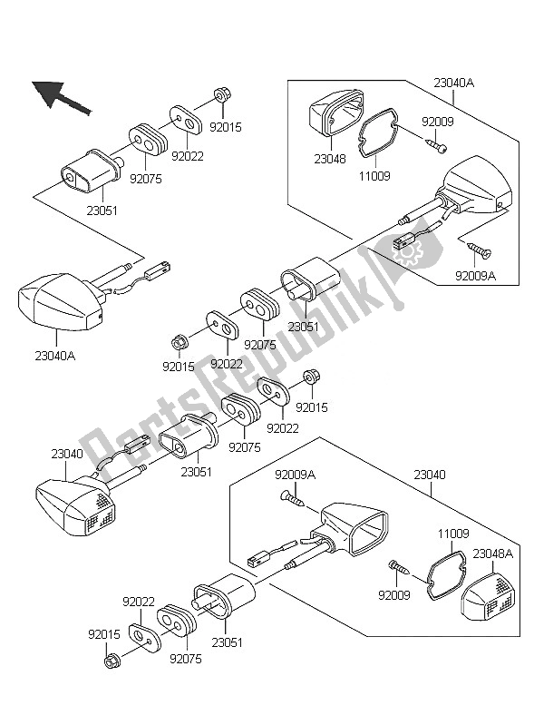 All parts for the Turn Signals of the Kawasaki ZRX 1200R 2005