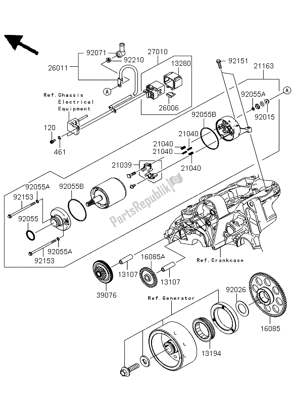 All parts for the Starter Motor of the Kawasaki Versys ABS 650 2012