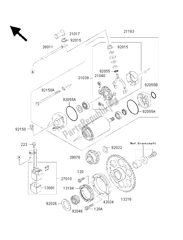 All parts for the Starter Motor of the Kawasaki VN 1500 Classic FI 2002