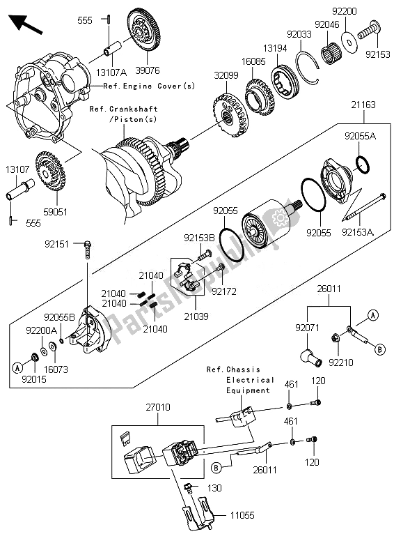 All parts for the Starter Motor of the Kawasaki Ninja ZX 10R 1000 2010