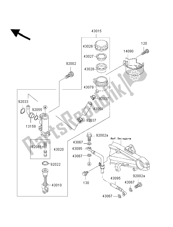 All parts for the Rear Master Cylinder of the Kawasaki ZRX 1200R 2002