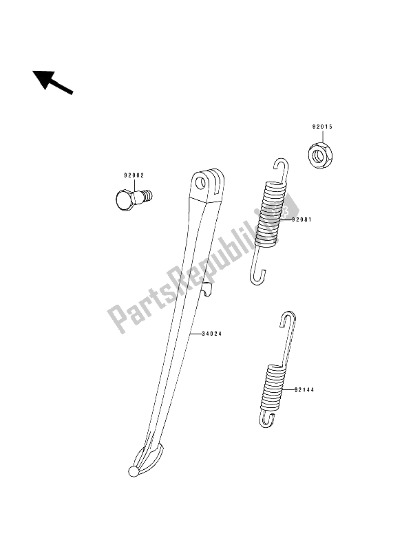 All parts for the Stand(s) of the Kawasaki Zephyr 550 1991