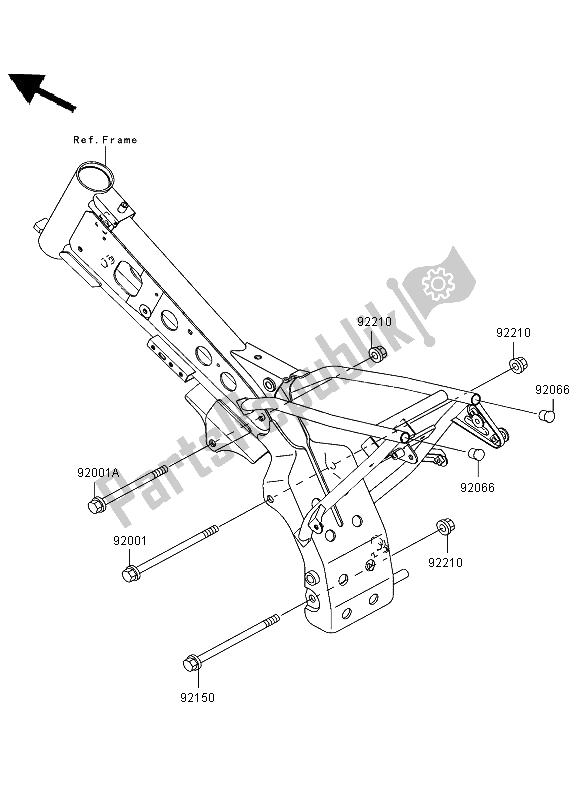 All parts for the Engine Mount of the Kawasaki KLX 110 2003