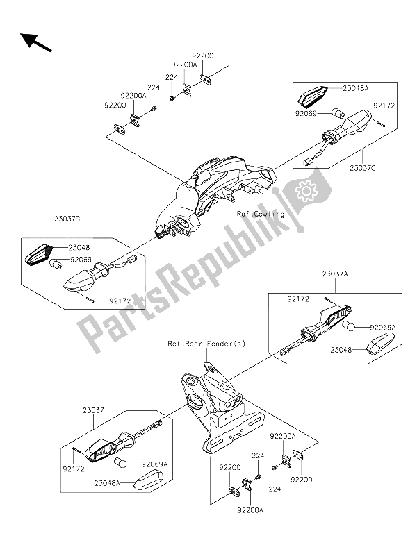 All parts for the Turn Signals of the Kawasaki Z 250 SL 2015
