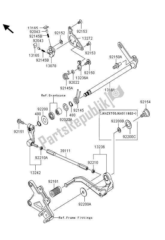 Wszystkie części do Mechanizm Zmiany Biegów Kawasaki Ninja ZX 10R ABS 1000 2013