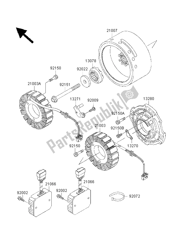 Tutte le parti per il Generatore del Kawasaki VN 1500 Classic Tourer FI 2002