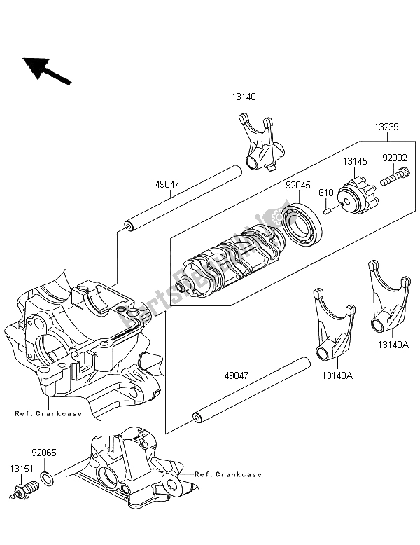 All parts for the Gear Change Drum & Shift Fork of the Kawasaki Z 1000 SX ABS 2011