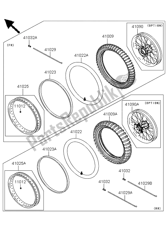 All parts for the Tires of the Kawasaki KLX 250 2012