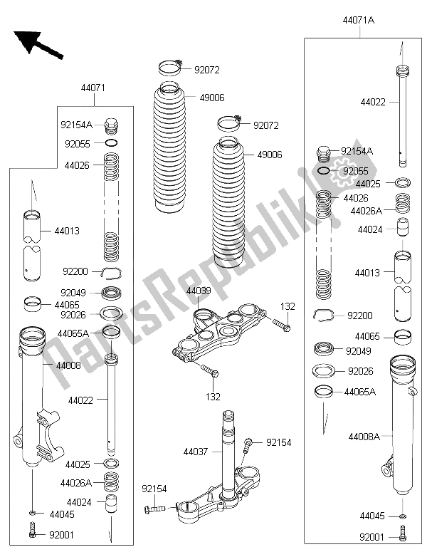 All parts for the Front Fork of the Kawasaki KLX 125 2015