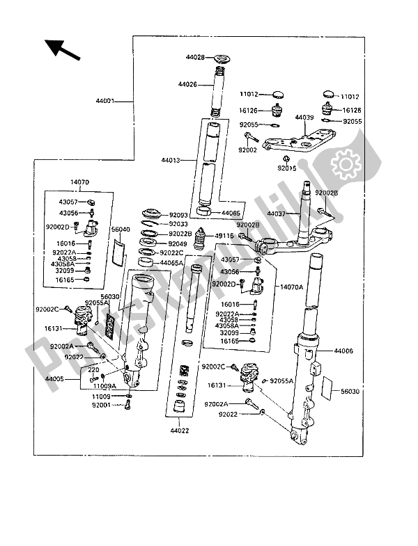 Todas las partes para Tenedor Frontal de Kawasaki GPZ 1000 RX 1988