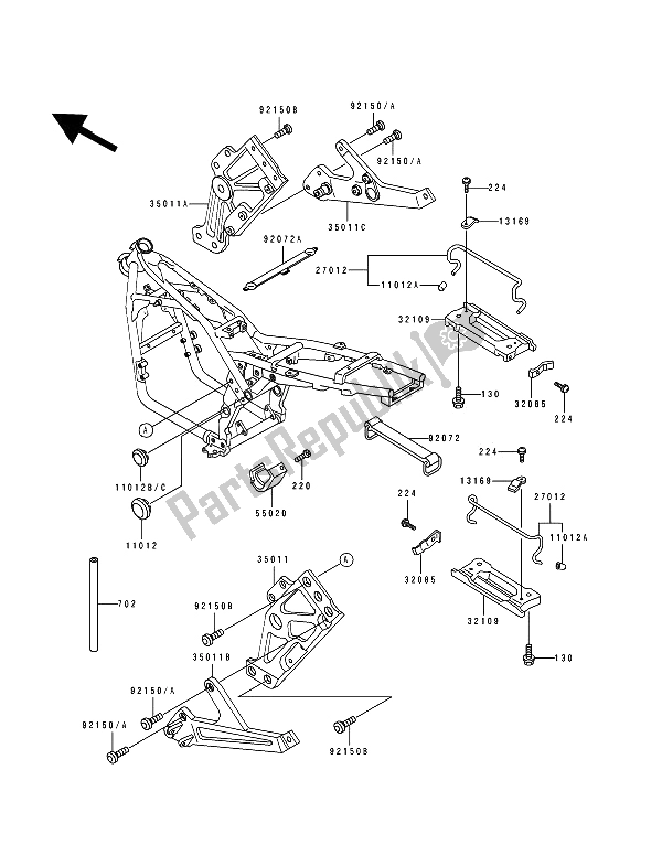 All parts for the Battery Case of the Kawasaki Zephyr 550 1991