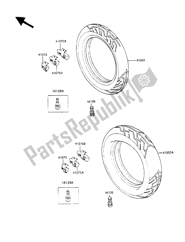 Todas las partes para Llantas de Kawasaki GPX 600R 1990