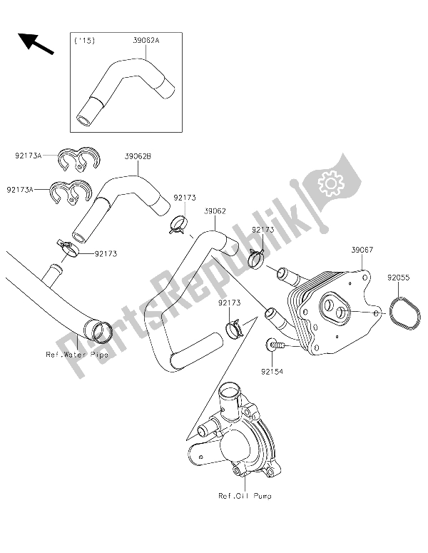 Todas las partes para Enfriador De Aceite de Kawasaki Ninja H2 1000 2015