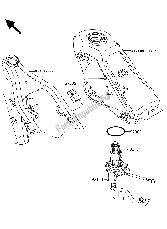 Alle onderdelen voor de Benzine Pomp van de Kawasaki KLX 250 2009