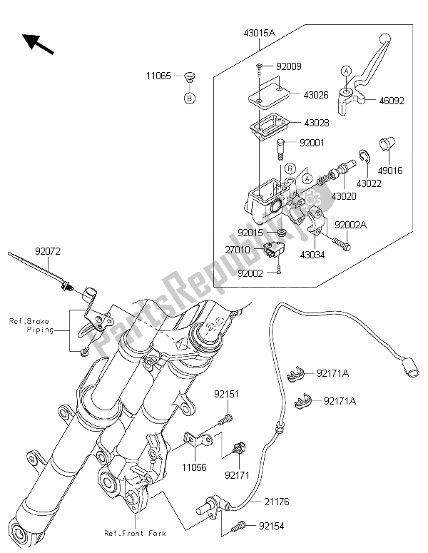 All parts for the Front Master Cylinder of the Kawasaki Ninja 300 ABS 2015