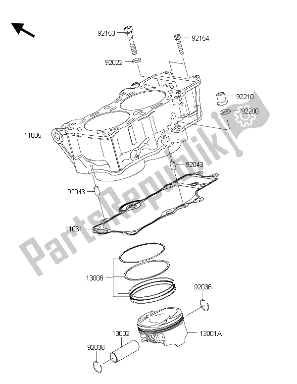 All parts for the Cylinder & Piston(s) of the Kawasaki ER 6F ABS 650 2015